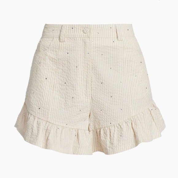 Cinq a Sept Cream Stripe Neema Rhinestone Seersucker Shorts 6 NWT - Picture 11 of 12